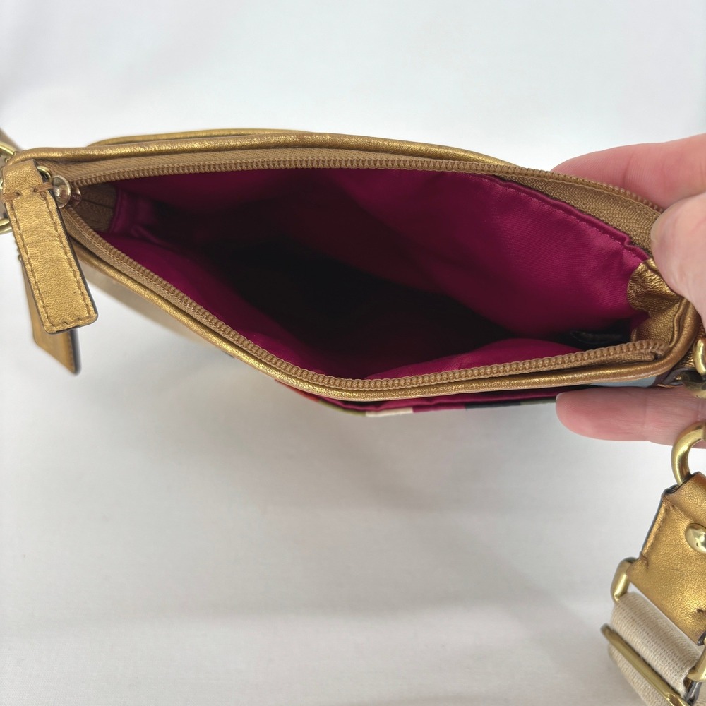 Coach Julia Legacy Striped Swingpack Crossbody Bag Gold Multicolor Eclectic - Picture 11 of 15